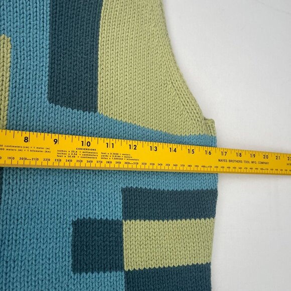 Brooks Brothers Womens Tank Top Knit Color Block Blue Green Cotton Blend Retro M - Picture 6 of 9